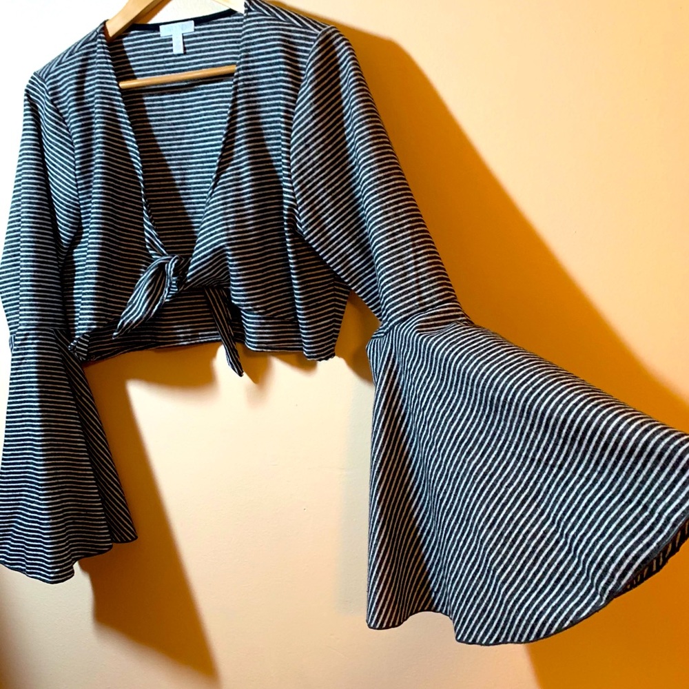 Abound Bell Sleeve Knotted Front Top